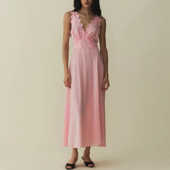 doen silk dress Yellow by Doen Blue floral silk maxi dress DEN Corelia tulle-trimmed silk-satin midi